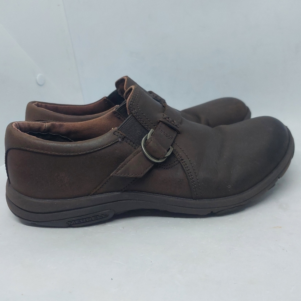 Merrell Dassie J31332 Buckle Espresso Brown Leather Shoes Loafers Womens Size 7